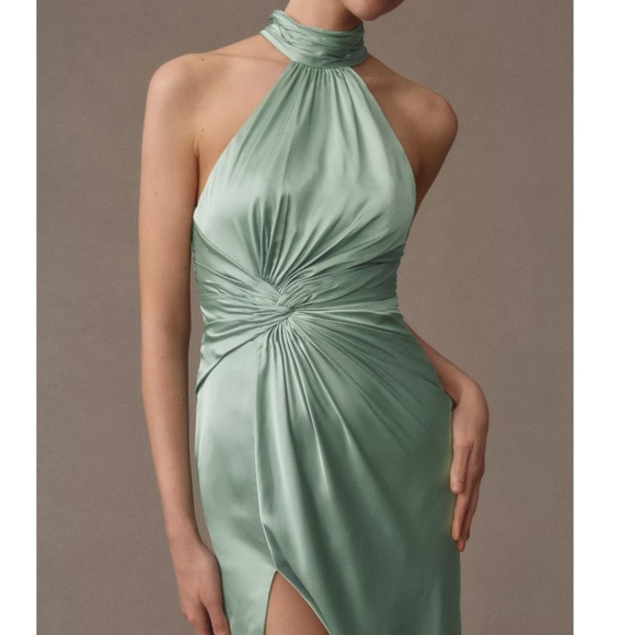 Mac Duggal Mint Green Halter Maxi Dress - Picture 6 of 8